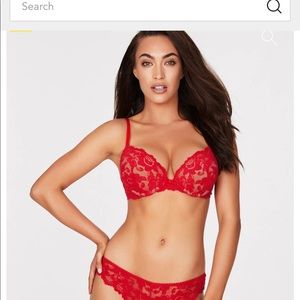 Fredericks of Hollywood Jessica Lace Push-up bra 32DD Red/Cherry